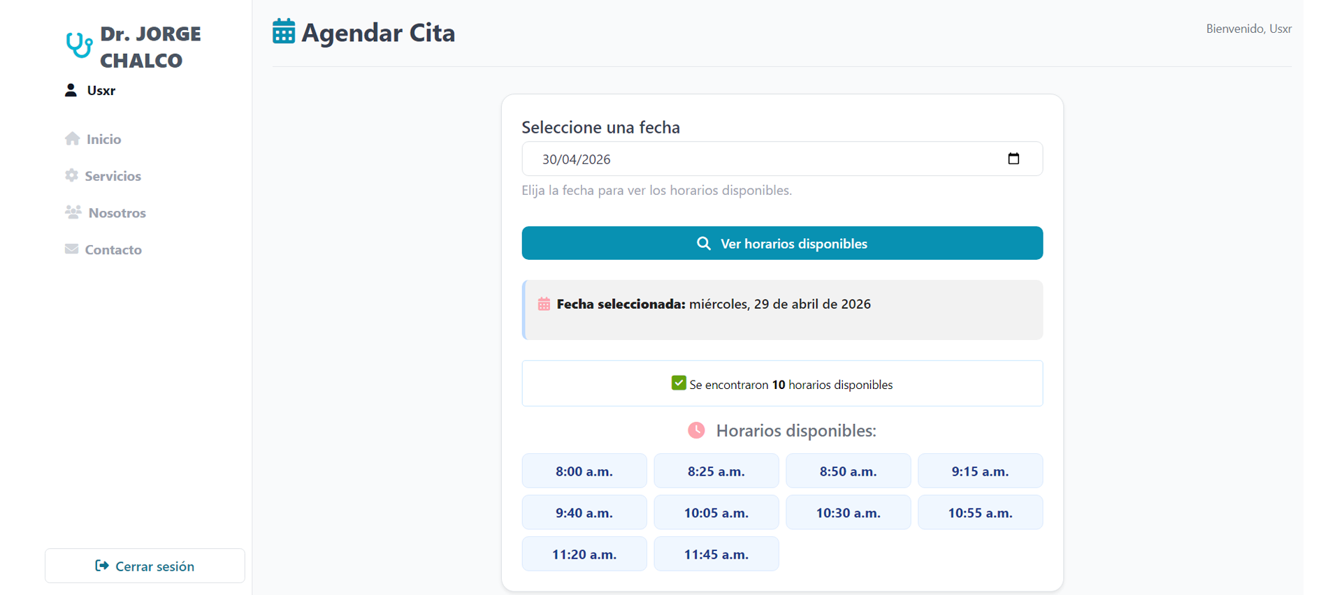 Reservas consultorio